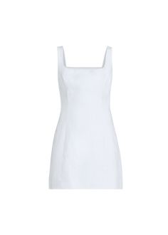 "Find SIR THE LABEL Iris Tie Mini Dress on Editorialist. SIR \"Iris\" linen mini dress featuring a selftie back Square neckline Sleeveless Aline silhouette Hem falls above the knee Linen Dry clean Imported" Linen Mini Dress, Square Necklines, Above The Knee, Light Blue, Mini Dress, Blue