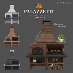 the pizza oven is made from bricks and has four different levels to it, including one for