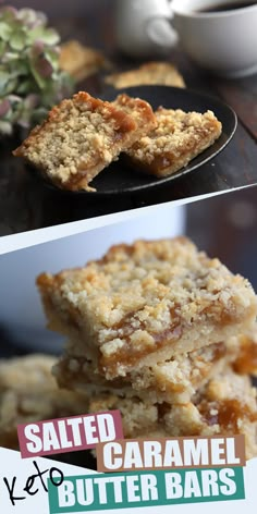 salted caramel butter bars stacked on top of each other