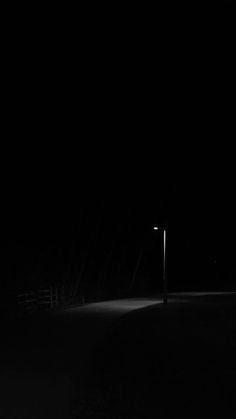 a street light sitting in the middle of a dark field at night with no one on it