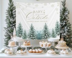 a baby's first christmas themed dessert table