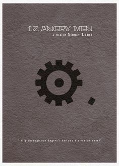 the book cover for 12 angry men, with an image of a gearwheel on it