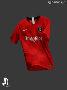 a red soccer jersey with the word indopod printed on it's chest