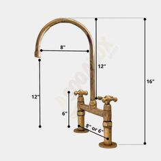 an image of a faucet with measurements for the handle and side spout