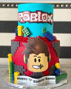 a birthday cake made to look like roblox