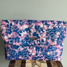 Ellen Tracy Travel Cosmetic Bag 2 Pockets With Zipper Brand New Color: Pink And Blue Pattern: Flowers Pink Tote Cosmetic Bag For Everyday Use, Pink Everyday Tote Cosmetic Bag, Everyday Pink Tote Cosmetic Bag, Pink Shoulder Cosmetic Bag, Pink Travel Cosmetic Clutch Bag, Pink Clutch Cosmetic Bag For Travel, Pink Travel Bag With Laptop Sleeve, Everyday Pink Bag With Laptop Sleeve, Ellen Tracy