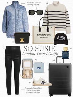 10 days in England! Here's what I packed ✈️ | So Susie 10 Days In England, Fall Packing List Outfits, Winter Outfit Travel, London Travel Outfit, Airport Outfit Long Flight, Travel Outfits Women, Travel Outfit Cold To Warm, Airport Outfit Winter