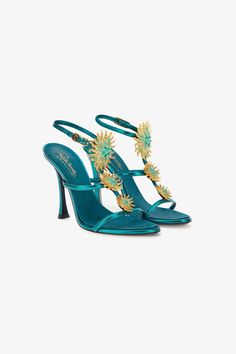 roberto cavalli jewel heels Light Blue Heels Aesthetic, Roberto Cavalli Heels, Vintage Designer Heels, Blue Bag Aesthetic, Art Shoes, Heels Blue, Heels Aesthetic, Jeweled Sandals, Accessories Bags Shoes