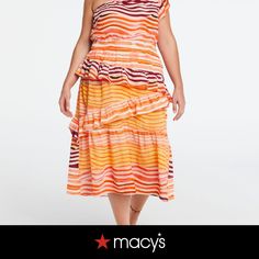 in stock One-shoulder Ruffled Midi Dress For Summer, Orange Ruffled Midi Sundress, Orange Ruffled Midi Dress For Brunch, Summer Midi Dress With Ruffles For Daytime, Casual Orange Ruffled Maxi Dress, Orange Summer Midi Dress With Ruffles, Casual Orange Maxi Dress With Ruffles, Spring Vacation Midi Dress With Ruffled Skirt, Orange Ruffled Midi Dress For Day Out