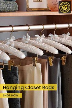 Heavy Duty Brass Closet Hanging Rods and Support Brackets - Clothes Rod, Closet Flanges and Hardware