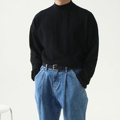 Half Turtle Neck Outfit Men, Dark Clothing Style Men, Monochromatic Outfit Aesthetic Men, Turtleneck Under Shirt Outfit, Male Turtleneck Outfit, All Black Fits Men, Black Turtleneck Outfit Men, Mens Turtleneck Outfits, Turtle Neck Outfit Men