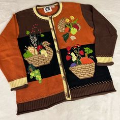 Excellent Condition. I’ll Be Listening Several From The Same Estate Sale. Size Large This One Includes Two Original Shoulder Pads That Are Detachable B1 Thanksgiving Blessing, Knits Sweaters, Thanksgiving Blessings, Vintage Thanksgiving, Brown Orange, Estate Sale, Shoulder Pads, Sweaters & Cardigans, Button Downs