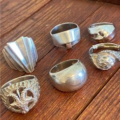 Bundle Of Vintage Sterling Silver Rings Vintage Jewelry For Everyday Wear, Vintage Everyday Jewelry With Polished Finish, Everyday Vintage Jewelry With Polished Finish, Heavy Rings, Vintage Sterling Silver Rings, Womens Jewelry Rings, Vintage Sterling Silver, Sterling Silver Rings, Vintage Ladies