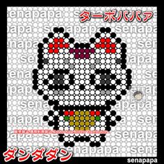 an image of a hello kitty cross stitch pattern on a white background with japanese characters