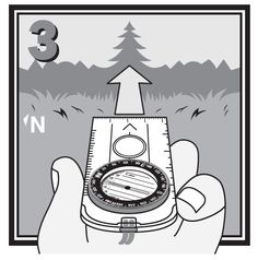 a hand holding a compass with the number 3 on it