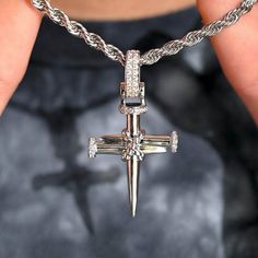 Gold Presidents Pendant White Gold / 18" Rope Chain Nail Cross in White Gold Axis Mundi, Gold Pendants For Men, Nail Cross, The Crucifixion, Gold Chains For Men, Daith Piercing, Gold Cross Pendant, Gold Locket, Initial Pendant Necklace