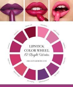 Bright Winter Color Palette and Wardrobe Guide – Dream Wardrobe Bright Winter Color Palette Lipstick, Clear Winter Lipstick Colors, Bright Winter Hair Color Palette, Bright Winter Patterns