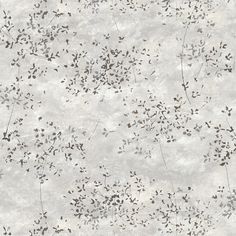 a white and gray wallpaper with small black flowers on the top of it,