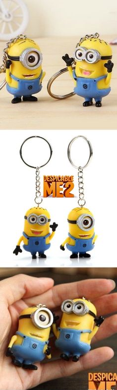 two minion keychains are shown with the caption despicable me 2