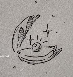 a drawing of an object floating in the air with stars on it's side