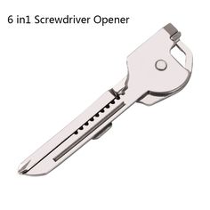 an open swiss army knife with the words 6 in 1 screwdriver opener