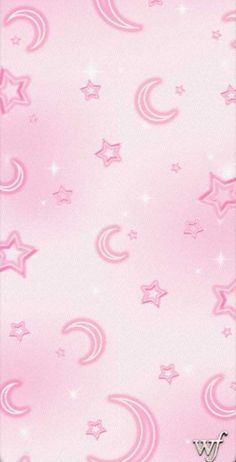 a pink background with stars and crescents