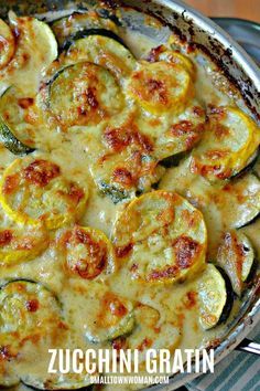 zucchini and cheese casserole in a skillet