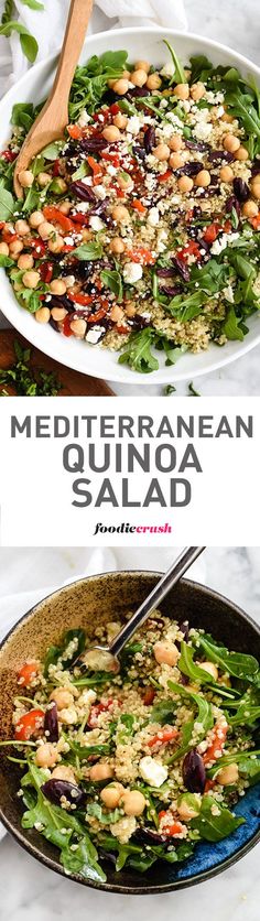 this mediterraneanan quinoa salad is loaded with fresh vegetables and lots of protein