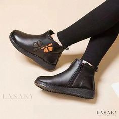 Lasaky - Winter Short Boots with Flat Heel, Cotton Padded, Warm, Slip-resistant, and Soft Soles Non-slip Round Toe Boots, Shoes With Shorts, Short Winter Boots, Short Ankle Boots, Boots Flat, Winter Shorts, Super High Heels, Womens Winter, High Heel Boots Ankle