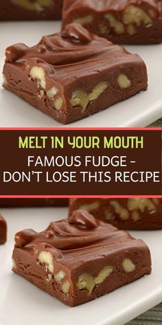 Famous Fudge, Sweet Deserts, Best Fudge Recipe, Homemade Fudge Recipes, Fudge Recipes Chocolate, Oatmeal Cake, Fudge Bars, Cheese Spaghetti, Fudge Recipes Easy