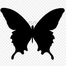 a black and white silhouette of a butterfly on a transparent background, with no background