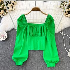 Shipping: Worldwide Express Shipping AvailableDelivery time: 🚚7-15Days Fast ShippingReturns: Fast refund,💯100% Money Back Guarantee.SPECIFICATIONSTop: kpop style blusas, blouses mujer, female teeshirtsThickness: STANDARDSuitable for: women, student, womans, lady, ladies, female, femme, girl, girlsStyle: Office LadyStyle: simple, high quality, street, kpop, fashion, elegantSleeve Style: Puff SleeveSleeve Length(cm): FullShirts Type: BlousesSeason: spring, autumn, fall, winter, summerSeason: All Solid Color Long Sleeve Puff Sleeve Top For Party, Solid Long Sleeve Puff Sleeve Top For Party, Fitted Solid Color Puff Sleeve Top, Fitted Puff Sleeve Top In Solid Color, Casual Puff Sleeve Long Sleeve Top For Party, Casual Long Sleeve Puff Sleeve Top For Party, Trendy Long Sleeve Puff Sleeve Top For Party, Trendy Solid Color Top With Puff Sleeves, Trendy Green Square Neck Top