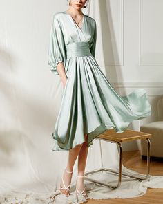 Semi Formal Dress For Women, Mint Green Formal Dress, Formal Dress For Women, Green Formal Dress, Dress Semi Formal, Cocktail Dress Evening, Silk Evening Gown, Green Formal Dresses, Dresses Satin