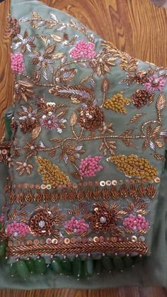 Knot Work Embroidery Blouse, Zari Work Embroidery, Work On Sleeves, Raw Silk Blouse, Cutwork Blouse Designs, Blouse Embroidery, Wedding Blouse Designs, Blouse Designs Indian, Silk Saree Blouse Designs