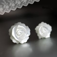 Bring a piece of your garden with you in these White Rose Stud Earrings! Description: Shape\Pattern: PlantOrigin: CN(Origin)Metals Type: SilverItem Weight: 3g Rose Earring, Luxury Brides, Flower Women, Rose Stud Earrings, Color Earrings, Flower Earrings Studs, Pretty Earrings, Flower Studs, Rose Earrings