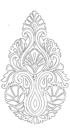 an intricately designed design with swirls and leaves on the side, in black and white