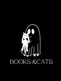 the logo for books & cats is shown on a black background with white lettering that reads,