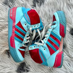 Vintage Adidas Sneakers Very Rare Style With Beautiful Red Velvet And Turquoise Blue Color Combo. 80s / 90s / Y2k Blue Color Combo, Turquoise Blue Color, Adidas Originals Women, Vintage Adidas, Color Combo, Turquoise Blue, Very Rare, Color Combos, Adidas Women