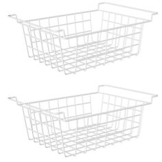 two white baskets sitting next to each other