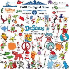 Dr Seuss Movies, Dr Seuss Illustration, Dr Seuss Characters, Stickers Digital, File Types, Dr Seuss, Jpg File, Etsy Account, Character Drawing