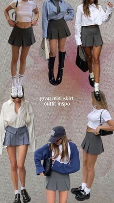 Gray Mini Skirt Outfit, Grey Mini Skirt Outfit, Gray Skirt Outfit, Gray Mini Skirt, Skirts Ideas, Mini Skirt Outfit, Best Winter Outfits, Chique Outfits, Rock Outfit