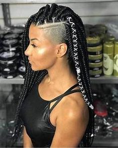 Boxbraids Hairstyle, Box Braids Shaved Sides, Braided Mohawk Hairstyles, Trendy We Fryzurach, Hairstyle Braids, Blonde Box Braids