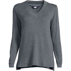 It feels like cashmere without the fuss or cost. This sleep top is made of incredibly soft jersey-knit cotton with a bit of stretch for easier movement. The V-neckline and relaxed fit make sleeping in it a dream. Super Soft Sleepwear For Fall, Super Soft Fall Sleepwear, Cozy Cotton V-neck Sweater, Cashmere Tops With Ribbed Cuffs For Loungewear, Heather Grey Cozy Fit Sweater For Loungewear, Cozy Fit Heather Grey Sweater For Loungewear, Cozy Heather Sweater For Loungewear, Comfortable Soft Knit Cozy Top, Comfortable Soft Knit Cozy Fit Top