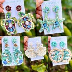 Our new Under the Sea Collection! Green Beachy Jewelry For Vacation, Beachy Green Jewelry For Vacation, Summer Ocean-inspired Shell-shaped Earrings, Ocean-inspired Green Jewelry For Vacation, Green Ocean-inspired Jewelry For Vacation, Summer Earrings With Starfish Charm, Coastal Style Beach Earrings For Summer, Handmade Summer Earrings For Beach Season, Turquoise Earrings For Vacation In Summer