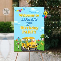 ❤ Welcome to PASSION DESIGN MS shop! ❤ THE WHEELS ON THE BUS PRINTABLE BIRTHDAY SIGN Printable WELCOME BOARD with the most beautiful design for a very special Party. ★ A wonderful addition to your party decor. Save money by printing the files yourself! ★ This listing includes a PERSONALIZED high resolution (150 dpi) digital file NO EDITABLE for printing. NO PHYSICAL ITEM WILL BE SENT. ❤ WELCOME POSTER DESIGN ❤ - Design comes as shown, we customize it for you (TEXT change ONLY) - Sign size A1: 23 School Bus Birthday Party, School Bus Birthday, Bus Birthday Party, School Bus Party, Bus Party, Birthday Table Decorations, Second Birthday Ideas, Welcome Board, Welcome Boards