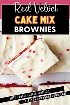 Red Velvet Brownies with Cream Cheese Frosting are rich and delicious with a beautiful red velvet color. My semi-homemade chocolatey brownies are sweet and tangy — a distinctive characteristic of red velvet desserts — only require a few basic ingredients and are a cinch to make!