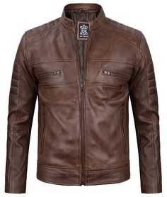 Men Coffee Brown Cafe Racer Jacket
This coffee brown leather jacket is ready to go outfit for whatever adventure comes your way, whether you're on the road or in the office. Padded shoulders and arms provide an extra smart look, comfort, and a luxurious feel. It is a great way to stay warm in fall and winter with any matching clothing. Features included an stand-up collar, four outside pockets, internal soft lining, and a slim fit cut. Peplum Leather Jacket, Asymmetrical Leather Jacket, Racer Leather Jacket, Racer Jackets, Man Cafe, Cafe Racer Leather Jacket, Brown Cafe, Varsity Jacket Women, Matching Clothing