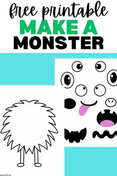 the free printable make a monster coloring page for kids to color and play with