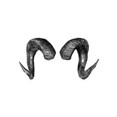 two ram horns are shown in black and white