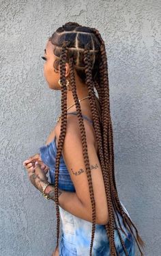 Baddie Braids, Chunky Box Braids, Bass Canyon, Long Braided Hair, Hair Braid Patterns, Chunky Braids